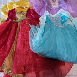 LOT of Disney Princess dresses: Elsa, Holiday Belle, Rapunzel & Iridessa